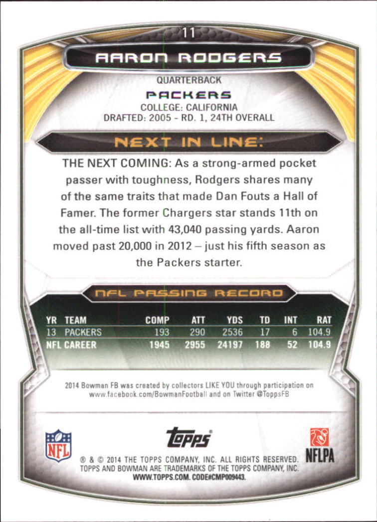 2014 Bowman Black #V11 Aaron Rodgers - NM