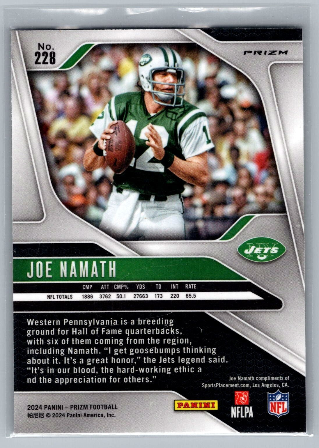 2024 Panini Prizm #228 Joe Namath Green Wave