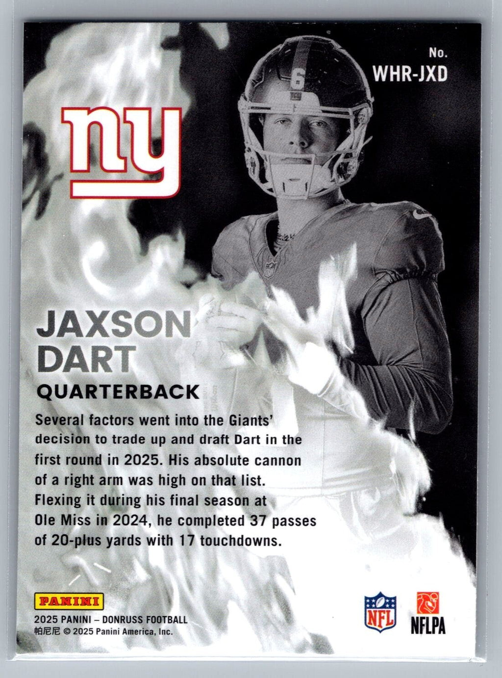 2025 Donruss White Hot Rookies #10 Jaxson Dart - NM