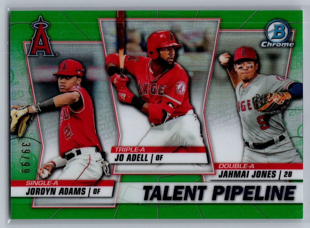 2020 Bowman Chrome Talent Pipeline Green Refractors Adams Adell Jones #'d 39/99