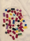 lot of 56 multicolored lego friends 2x2 slanted wedge roof pieces bricks