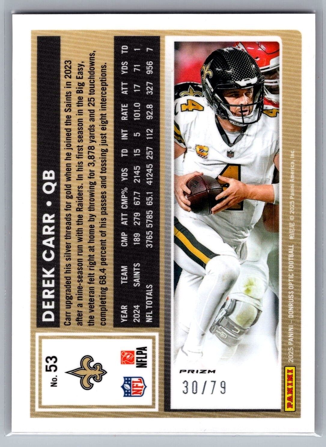 2025 Donruss Optic #53 Derek Carr Orange Scope 30/79