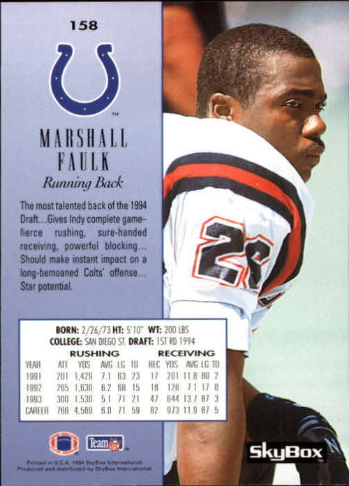 1994 SkyBox Premium #158 Marshall Faulk RC - NM