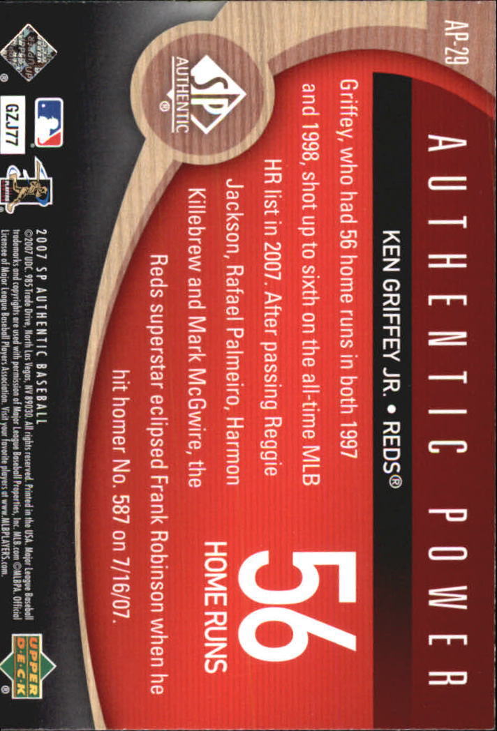 2007 SP Authentic Authentic Power #AP29 Ken Griffey Jr. - NM