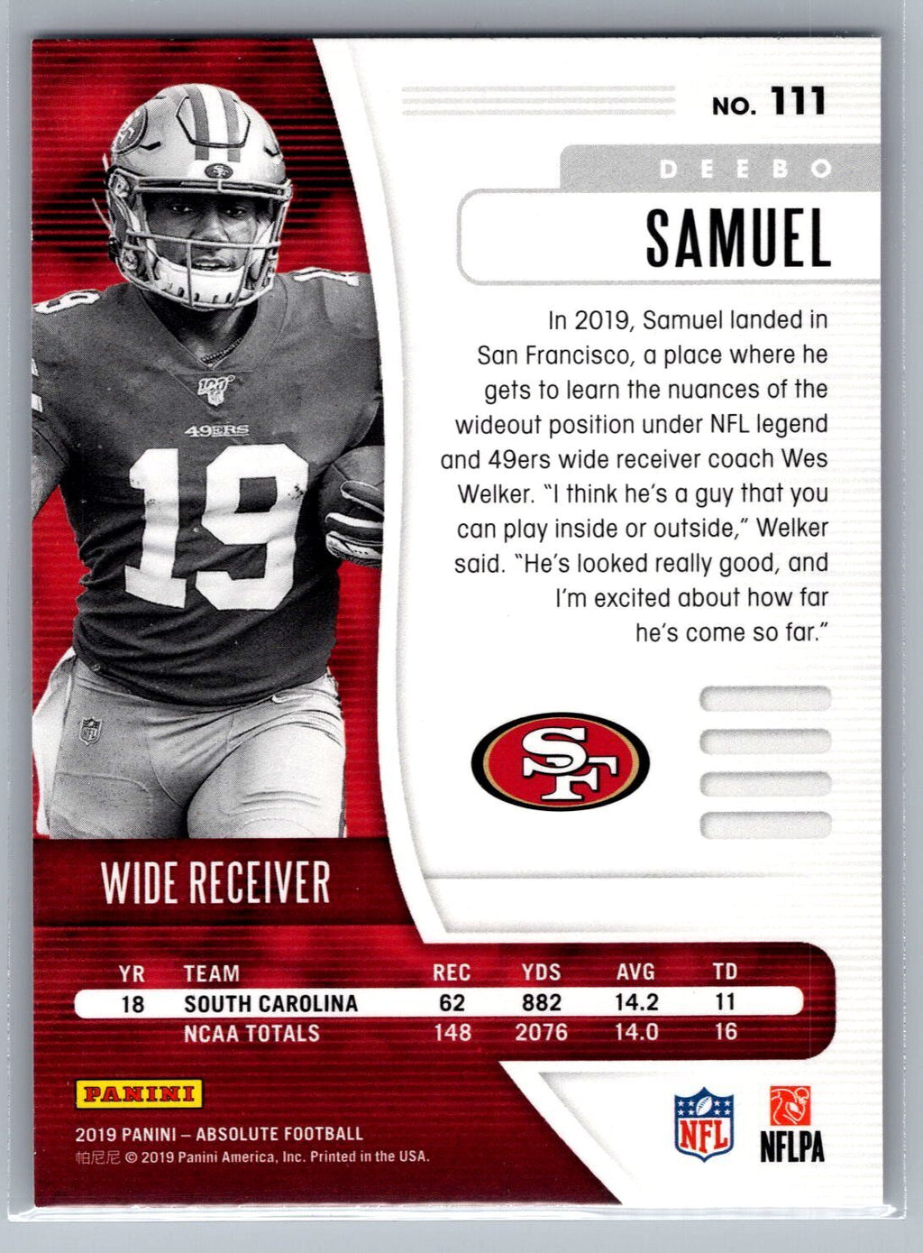 2019 Panini Absolute #111 Deebo Samuel Retail RC