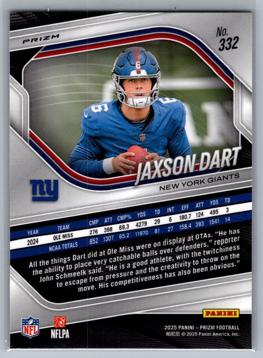 2025 Panini Prizm #332 Jaxson Dart Silver