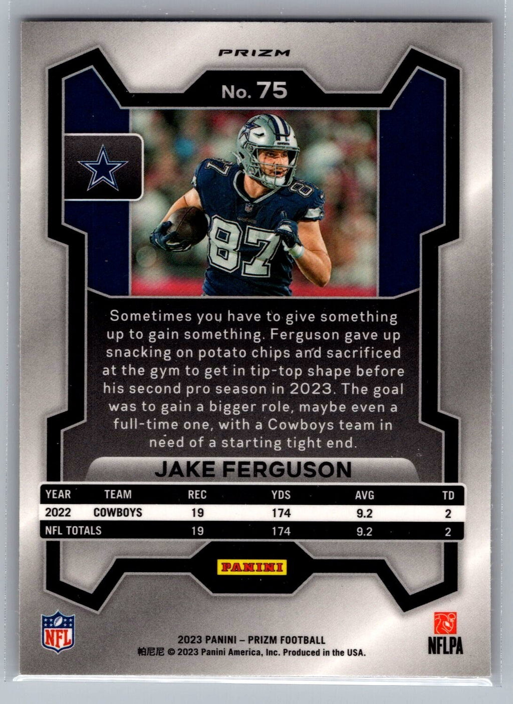 2023 Panini Prizm #75 Jake Ferguson Orange Lazer