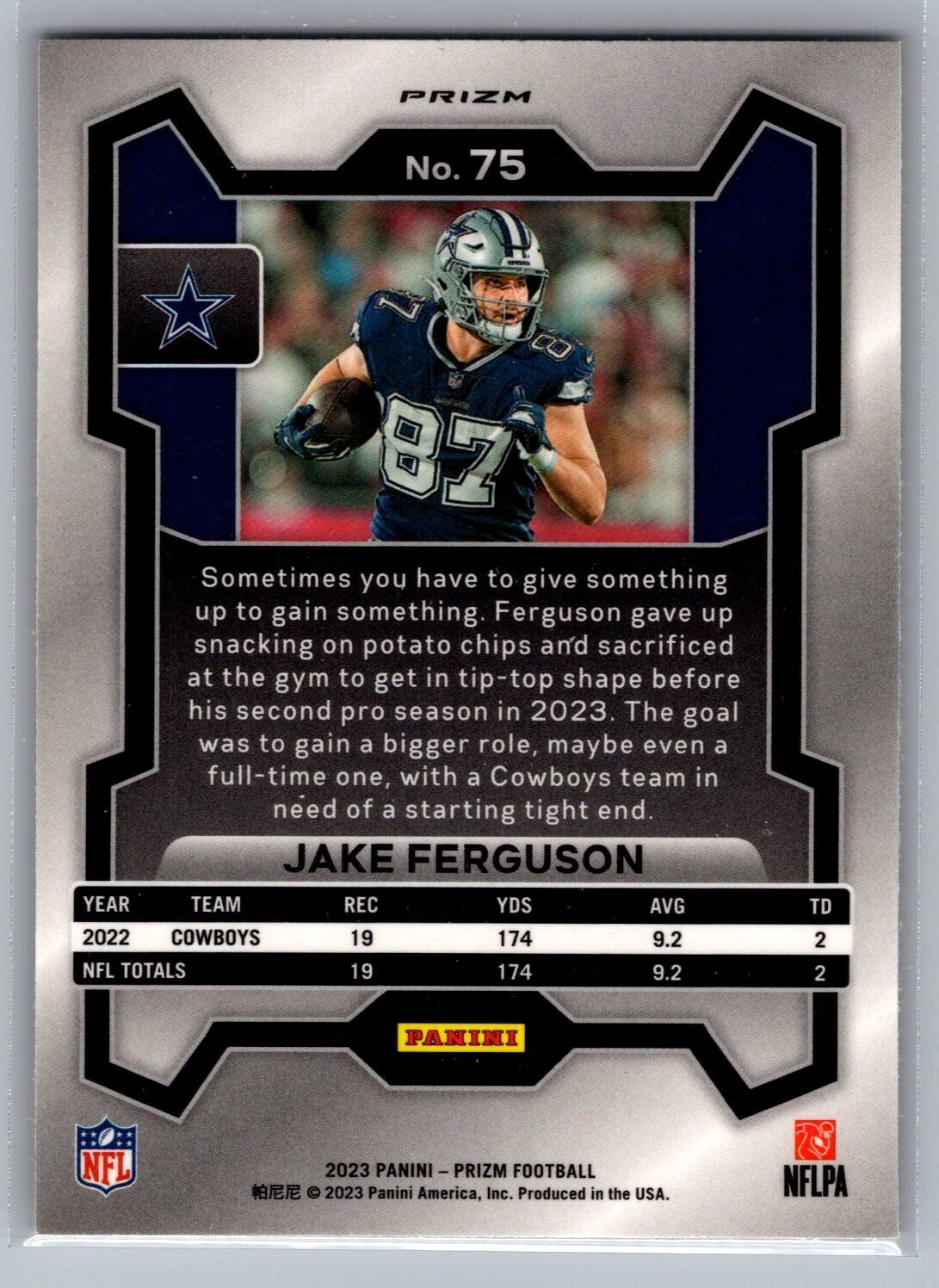 2023 Panini Prizm #75 Jake Ferguson Orange Lazer