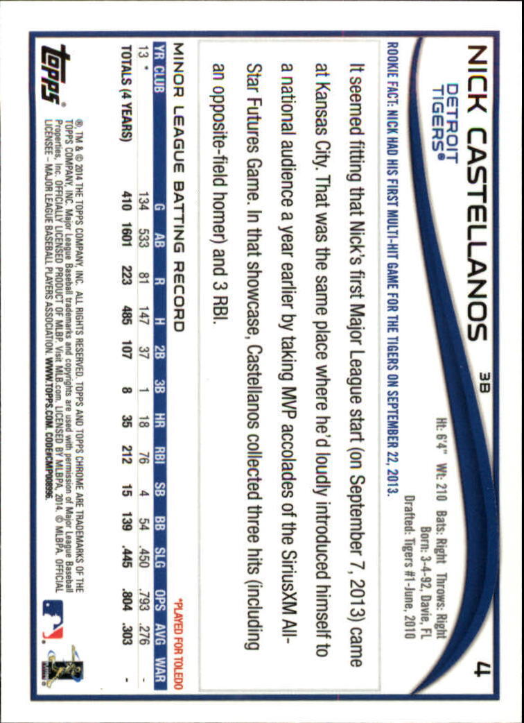 2014 Topps Chrome #4 Nick Castellanos RC - NM
