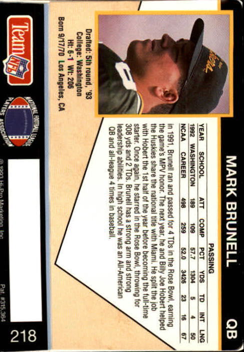1993 Action Packed #218 Mark Brunell RC - NM