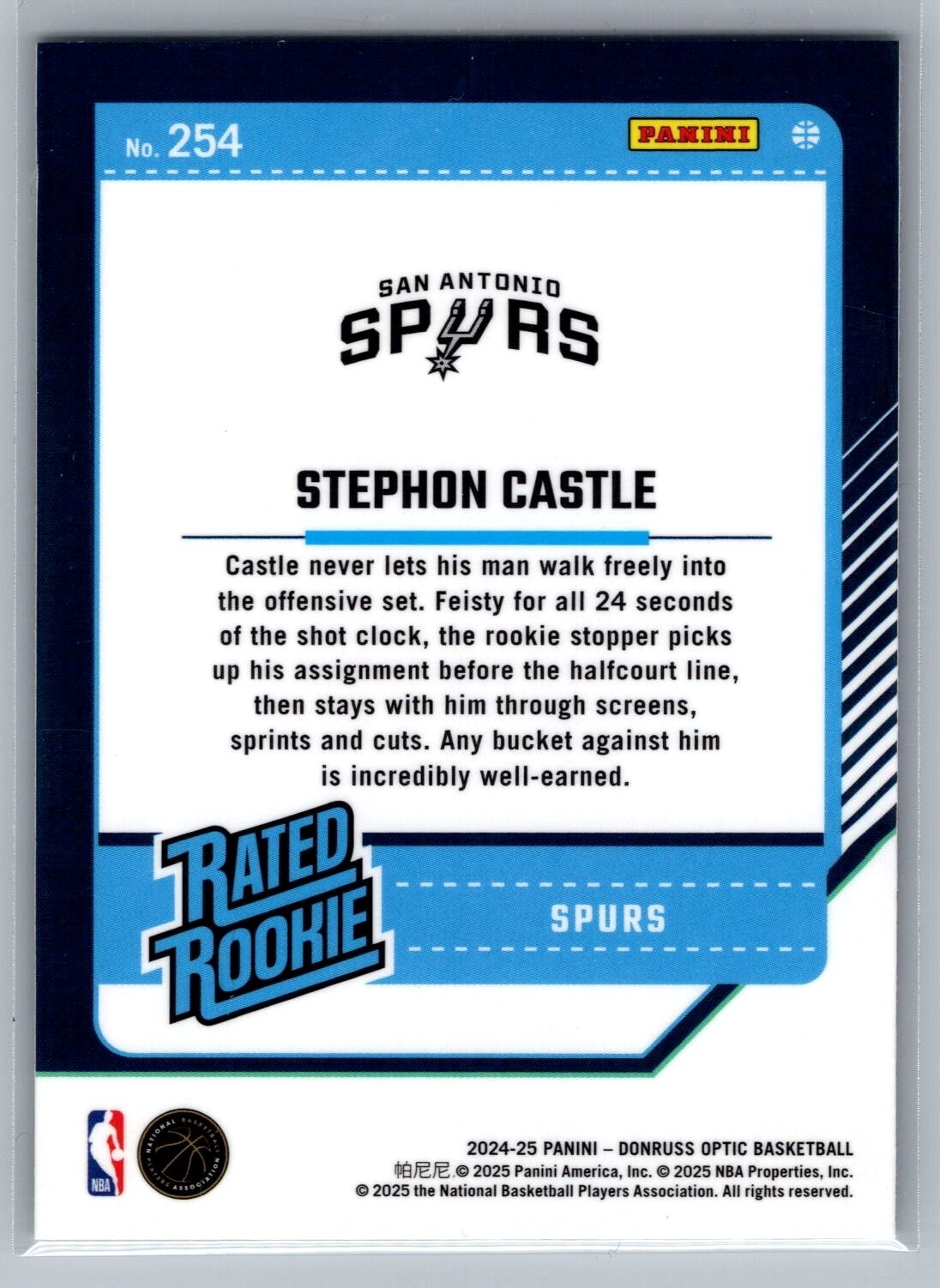 2024-25 Donruss Optic #254 Stephon Castle RR RC