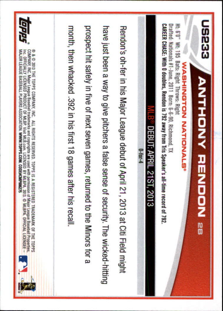 2013 Topps Update #US233 Anthony Rendon - NM