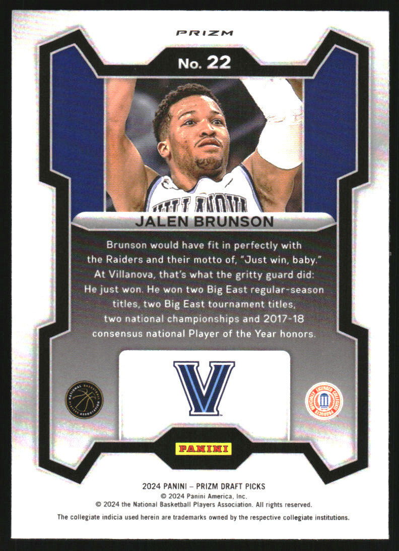 2024-25 Panini Prizm Draft Picks Prizms Purple Wave #22 Jalen Brunson - NM