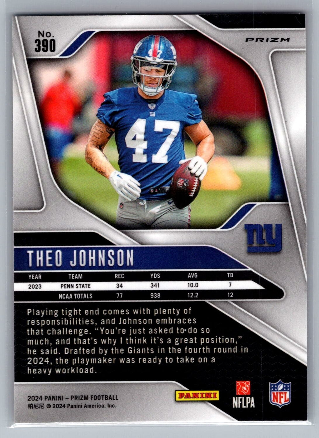 2024 Panini Prizm #390 Theo Johnson RC Lazer