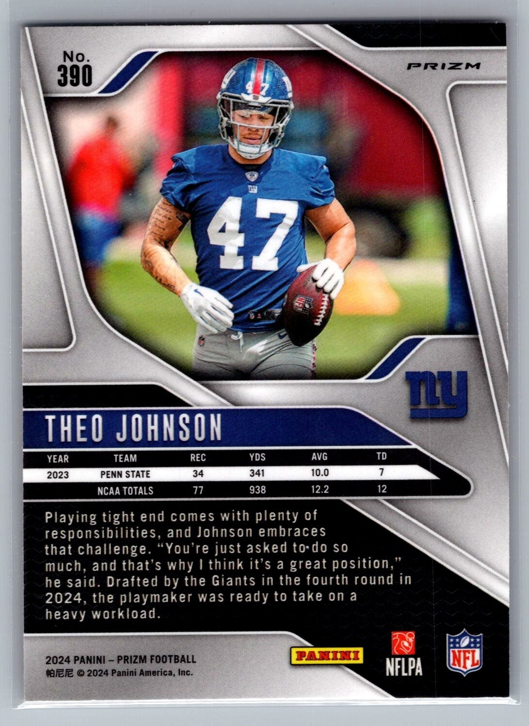 2024 Panini Prizm #390 Theo Johnson RC Lazer