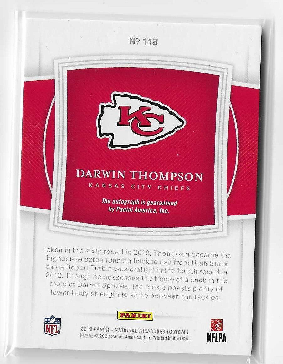 2019 Panini National Treasures Gold #118 Darwin Thompson AU 10/49