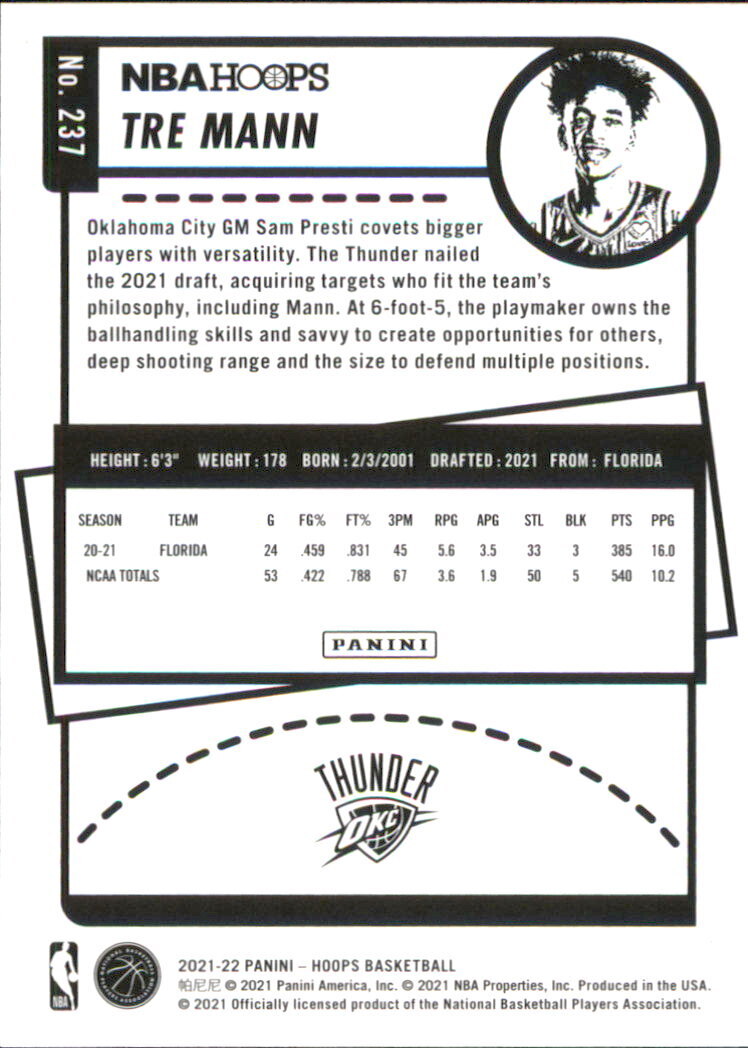 2021-22 Hoops #237 Tre Mann RC - NM