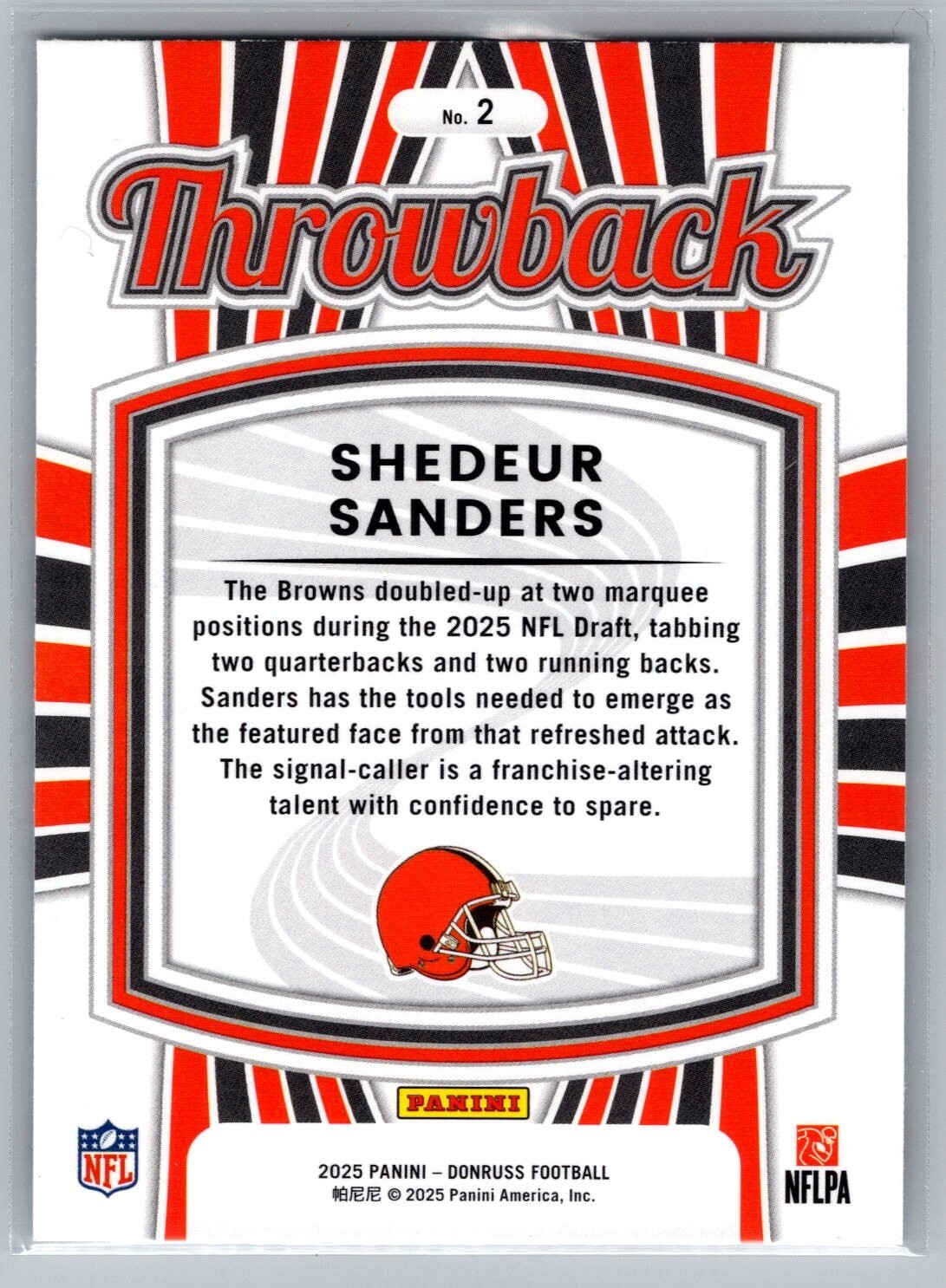 2025 Donruss Rated Rookies Throwback #2 Shedeur Sanders - NM
