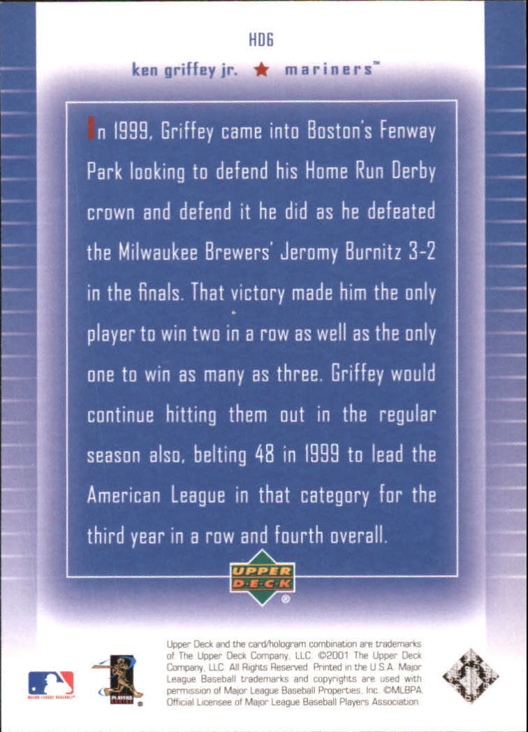 2001 Upper Deck Home Run Derby Heroes #HD6 Ken Griffey Jr. 99 - NM