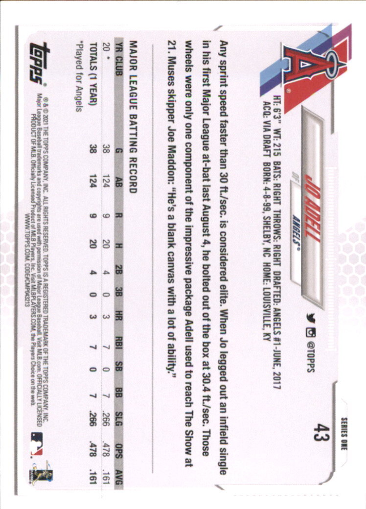 2021 Topps #43 Jo Adell RC - NM