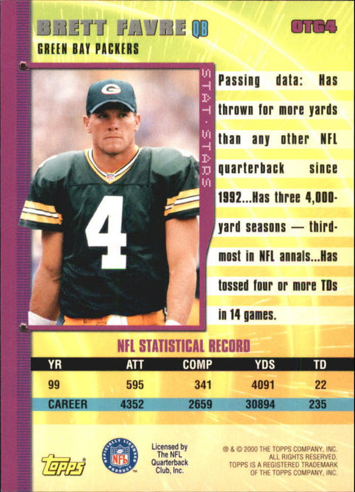 2000 Topps Own the Game #OTG4 Brett Favre - NM