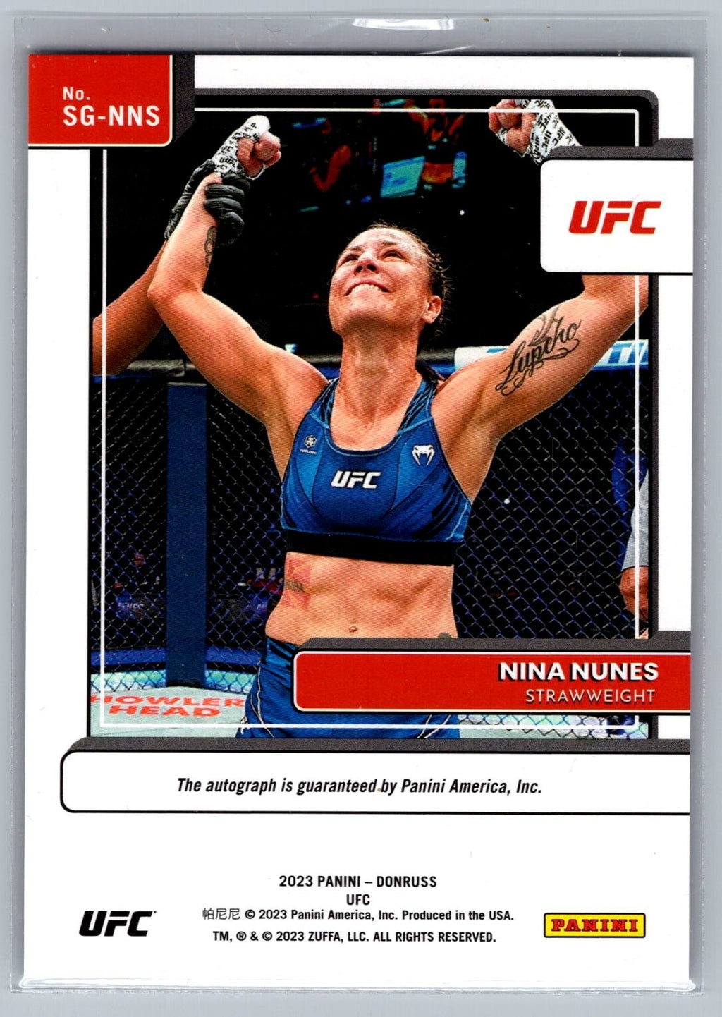 2023 Donruss UFC Nina Nunes Signature Series SG-NNS Autograph
