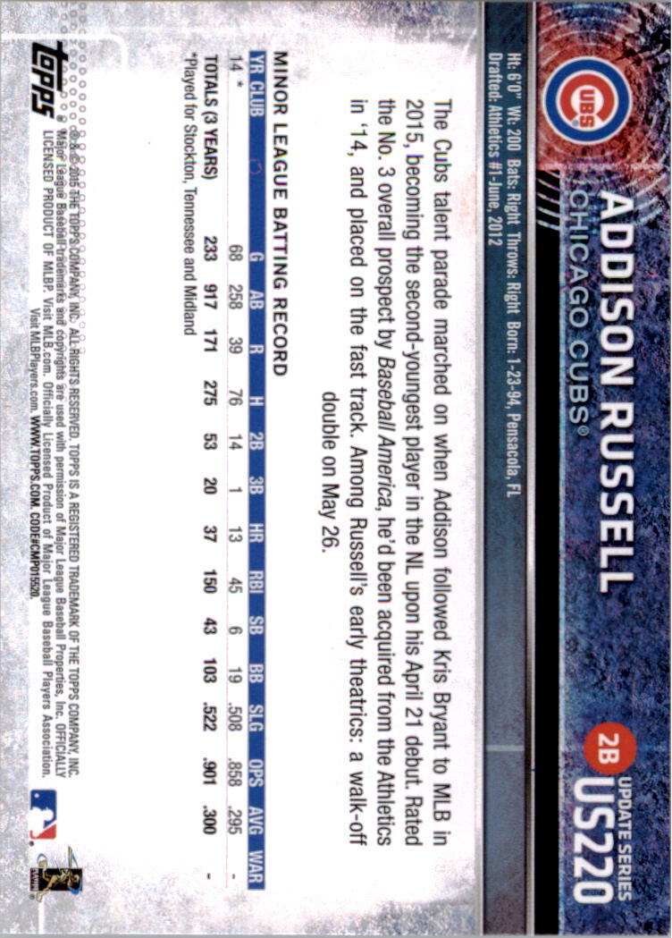 2015 Topps Update #US220A Addison Russell RC - NM