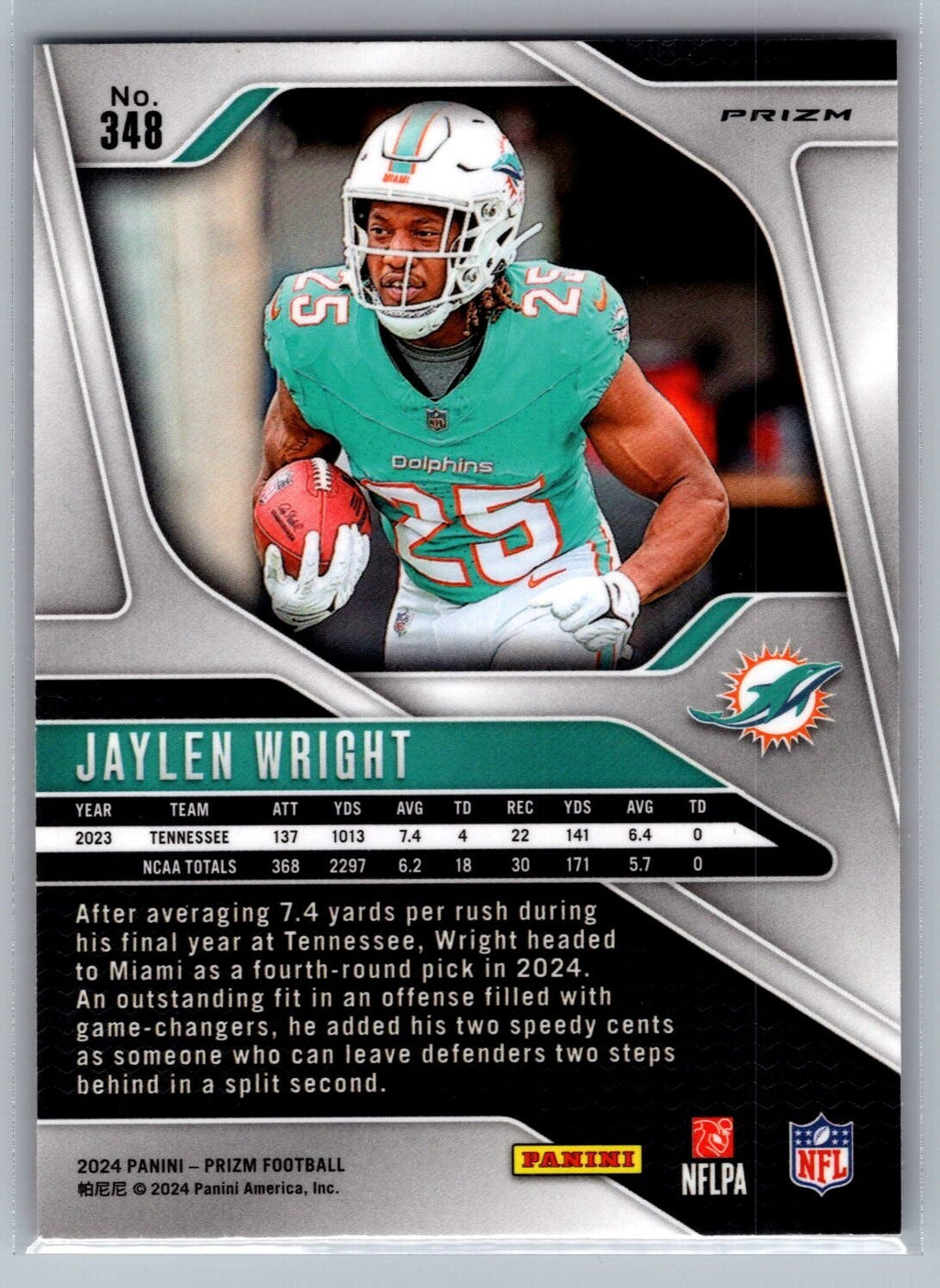 2024 Panini Prizm #348 Jaylen Wright RC Lazer