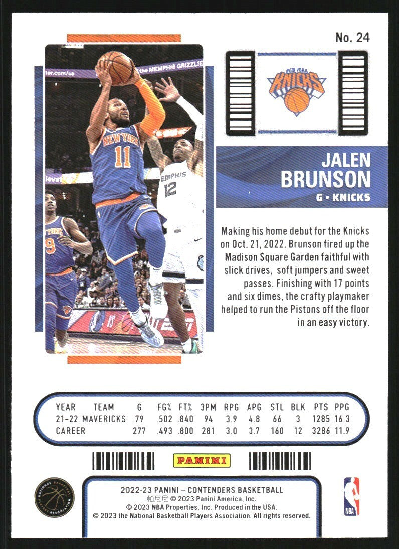 2022-23 Panini Contenders #24 Jalen Brunson - NM
