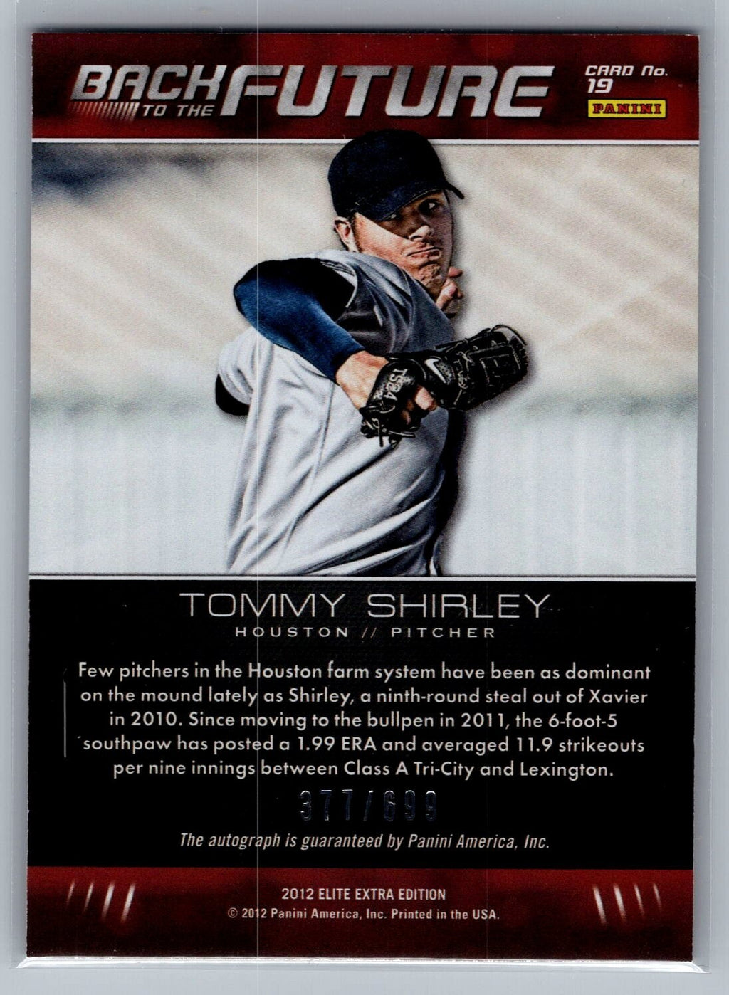 2012 Elite Extra Edition Back to the Future Signatures #19 Tommy Shirley 377/699