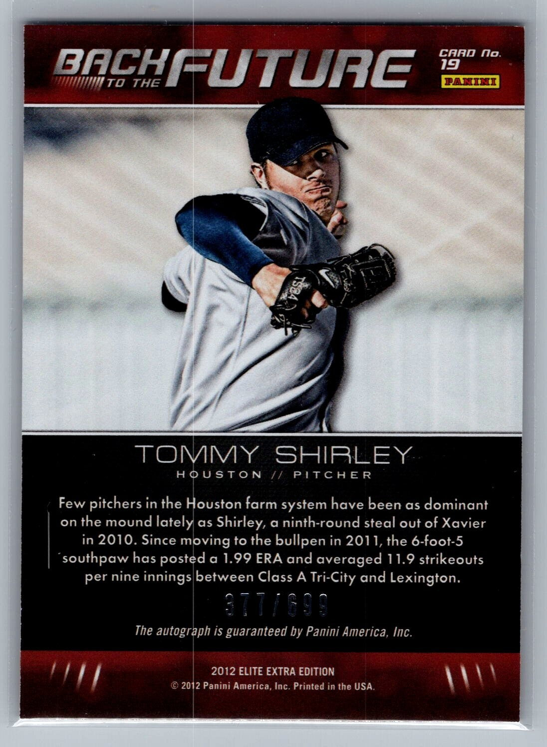 2012 Elite Extra Edition Back to the Future Signatures #19 Tommy Shirley 377/699