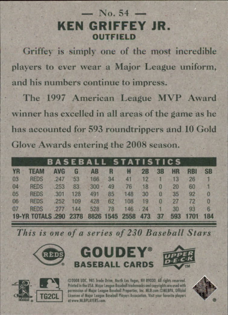 2008 Upper Deck Goudey #54 Ken Griffey Jr. - NM