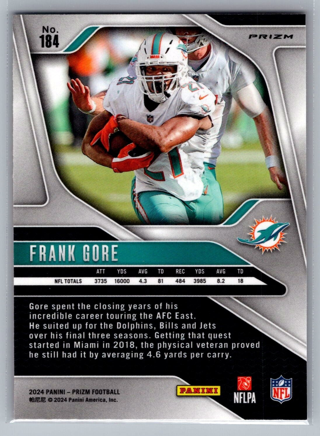 2024 Panini Prizm #184 Frank Gore Lazer