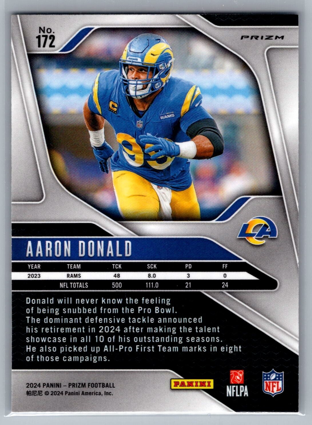 2024 Panini Prizm #172 Aaron Donald Red White and Blue