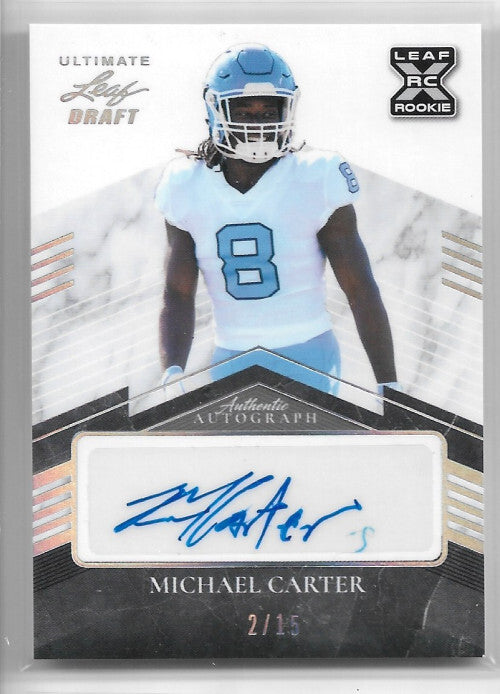 2021 Leaf Ultimate Draft Silver Spectrum #MC1 Michael Carter Auto 2/15