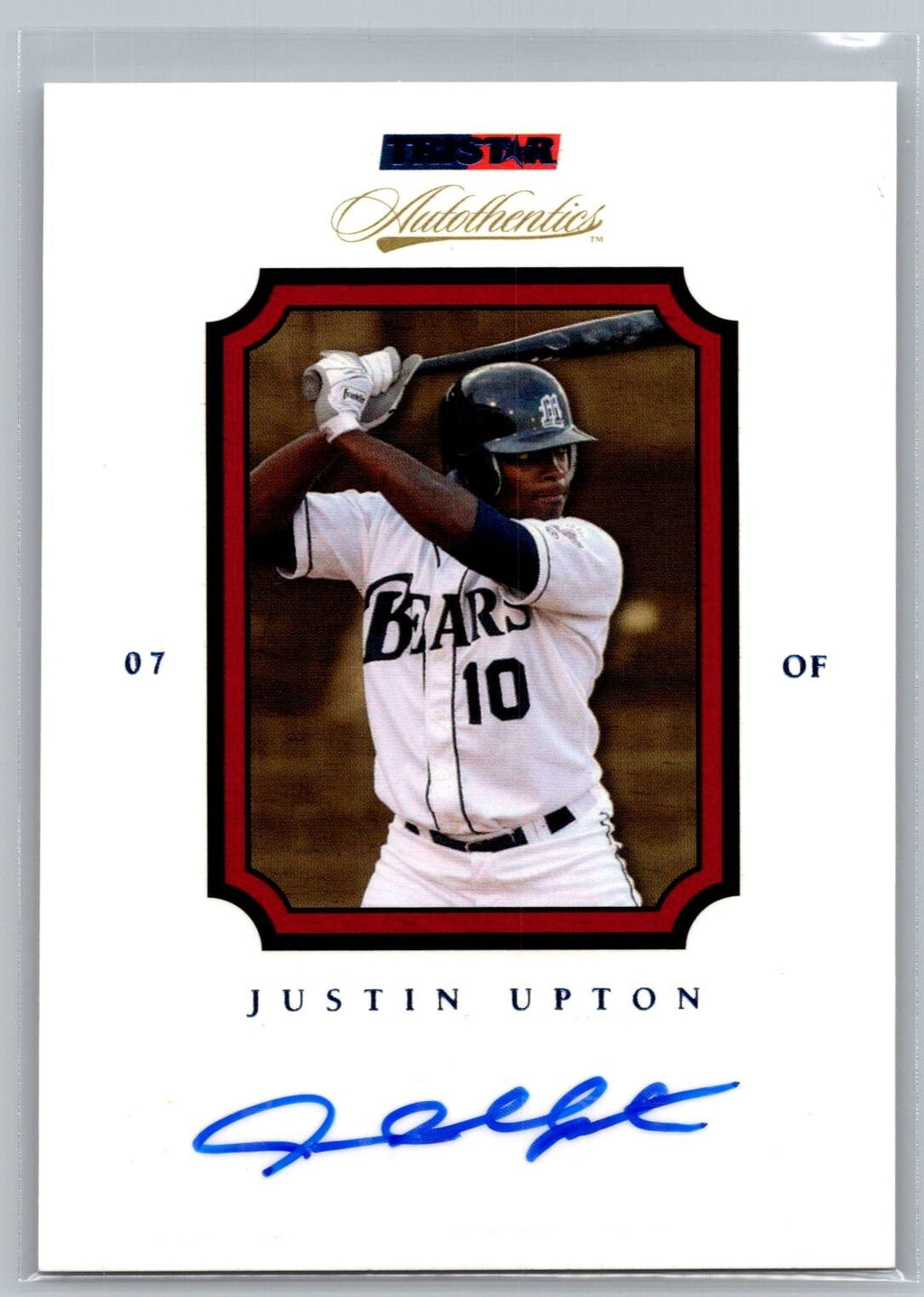 2007 TRISTAR Autothentics Autographs Blue #59 Justin Upton #'d 18/250