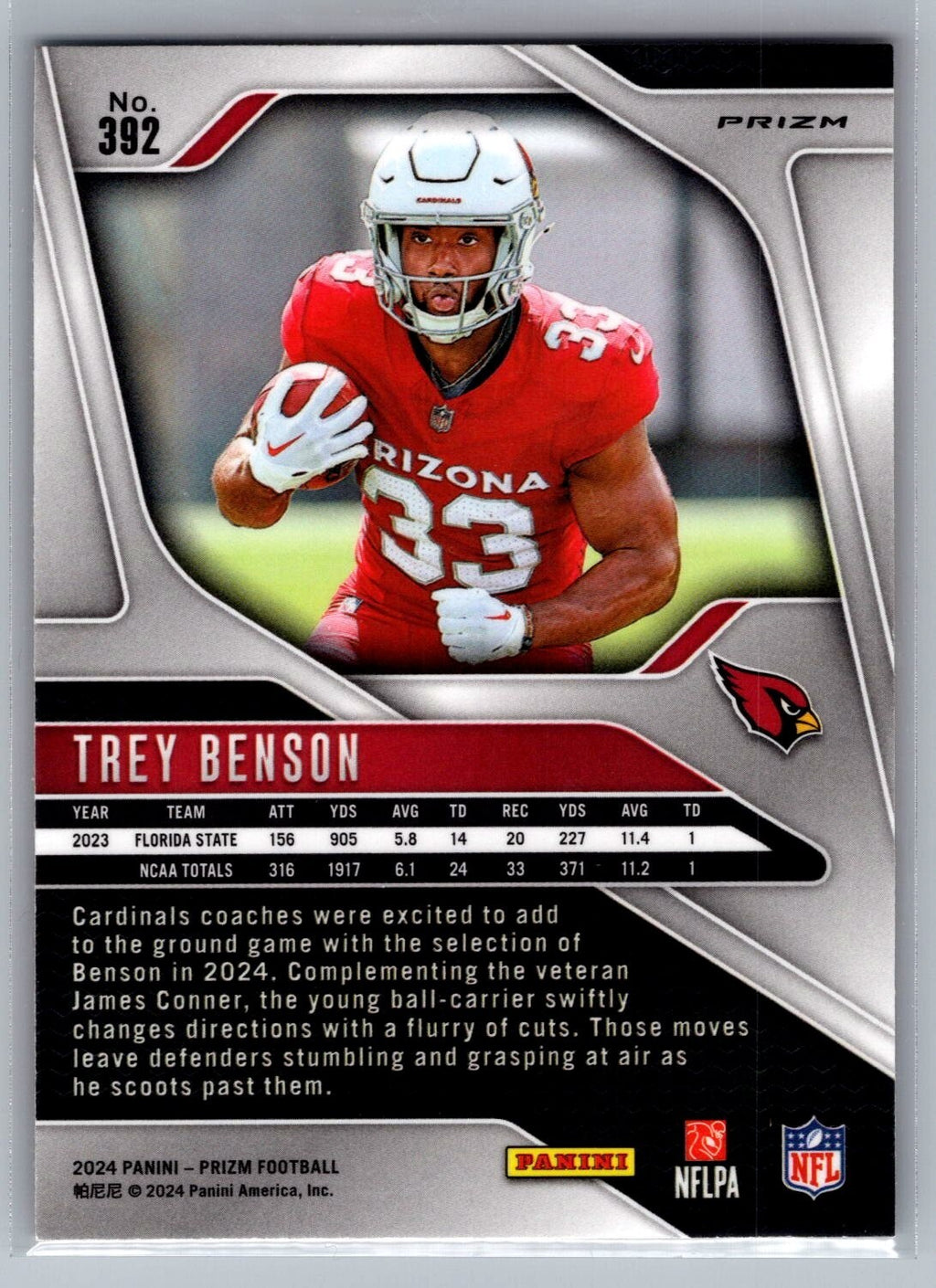 2024 Panini Prizm #392 Trey Benson RC Lazer