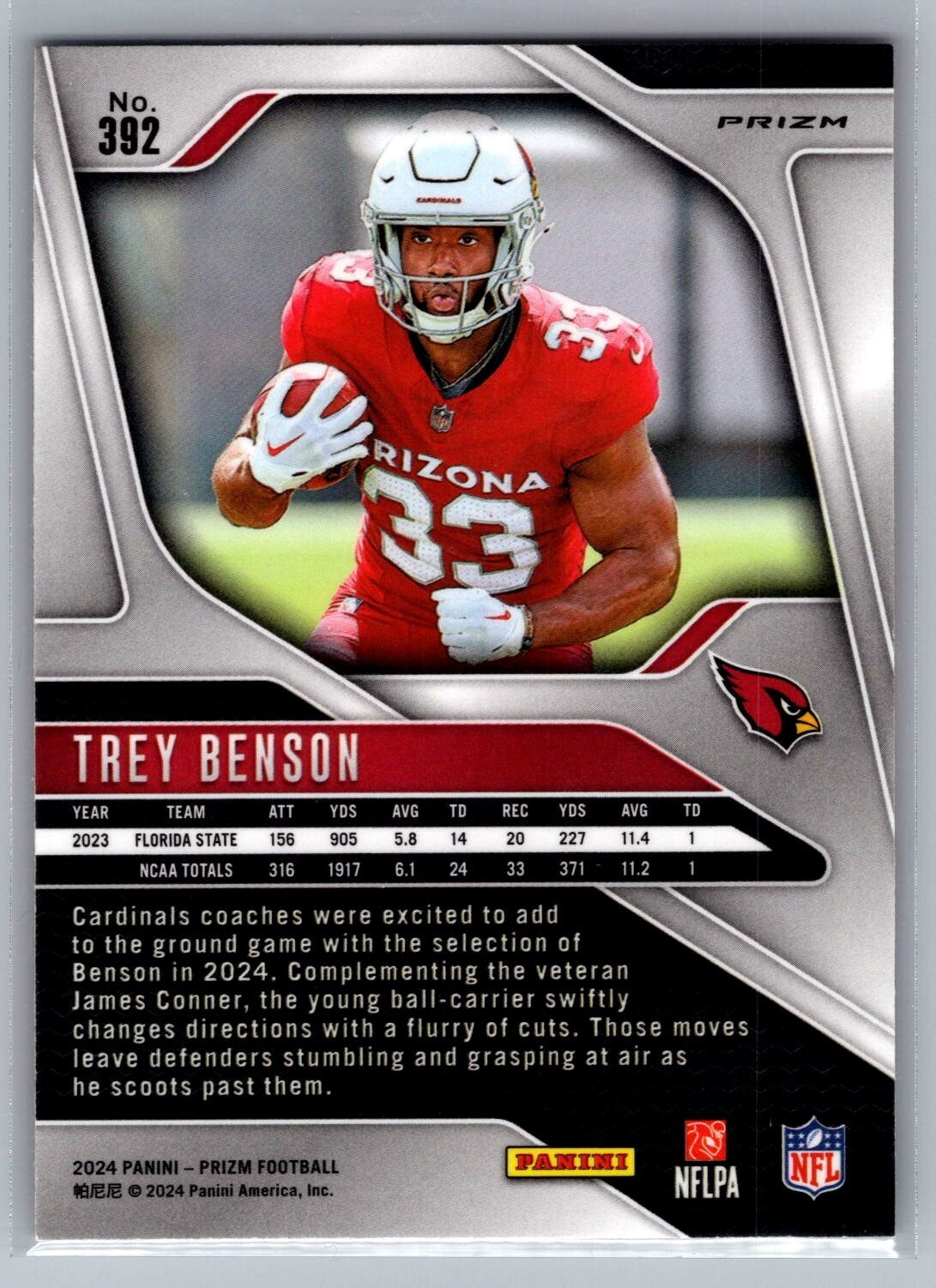 2024 Panini Prizm #392 Trey Benson RC Lazer