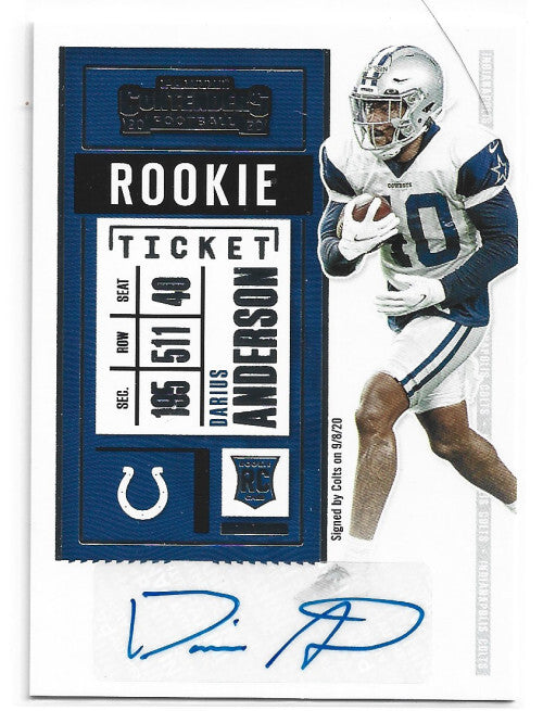 2020 Panini Contenders #297 Darius Anderson RC Auto