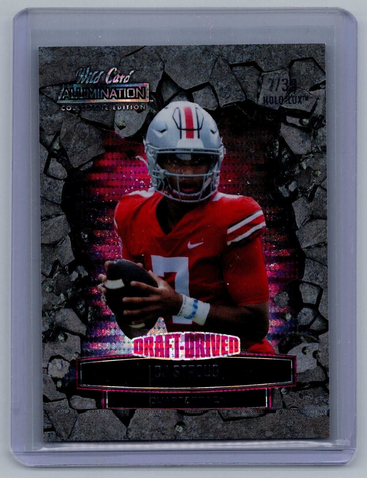 2022 Wild Card Alumination Draft Driven Holo Lux Pink #ANDD7 CJ Stroud #'D 7/30