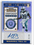 2019 Panini Contenders Championship Ticket #237 Marvell Tell III Auto 31/49 - NM