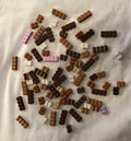 lot of 80 lego friends multicolored 1x2 and 1x4 modified logs bricks pieces