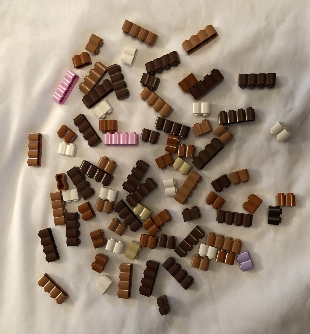 lot of 80 lego friends multicolored 1x2 and 1x4 modified logs bricks pieces