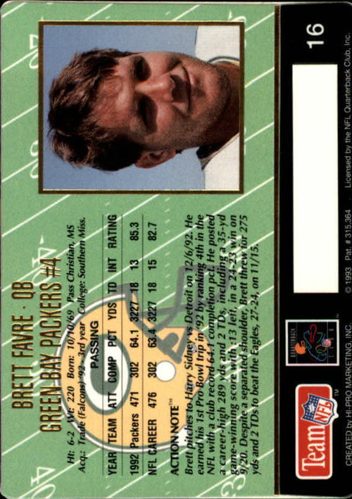 1993 Action Packed #16 Brett Favre - NM