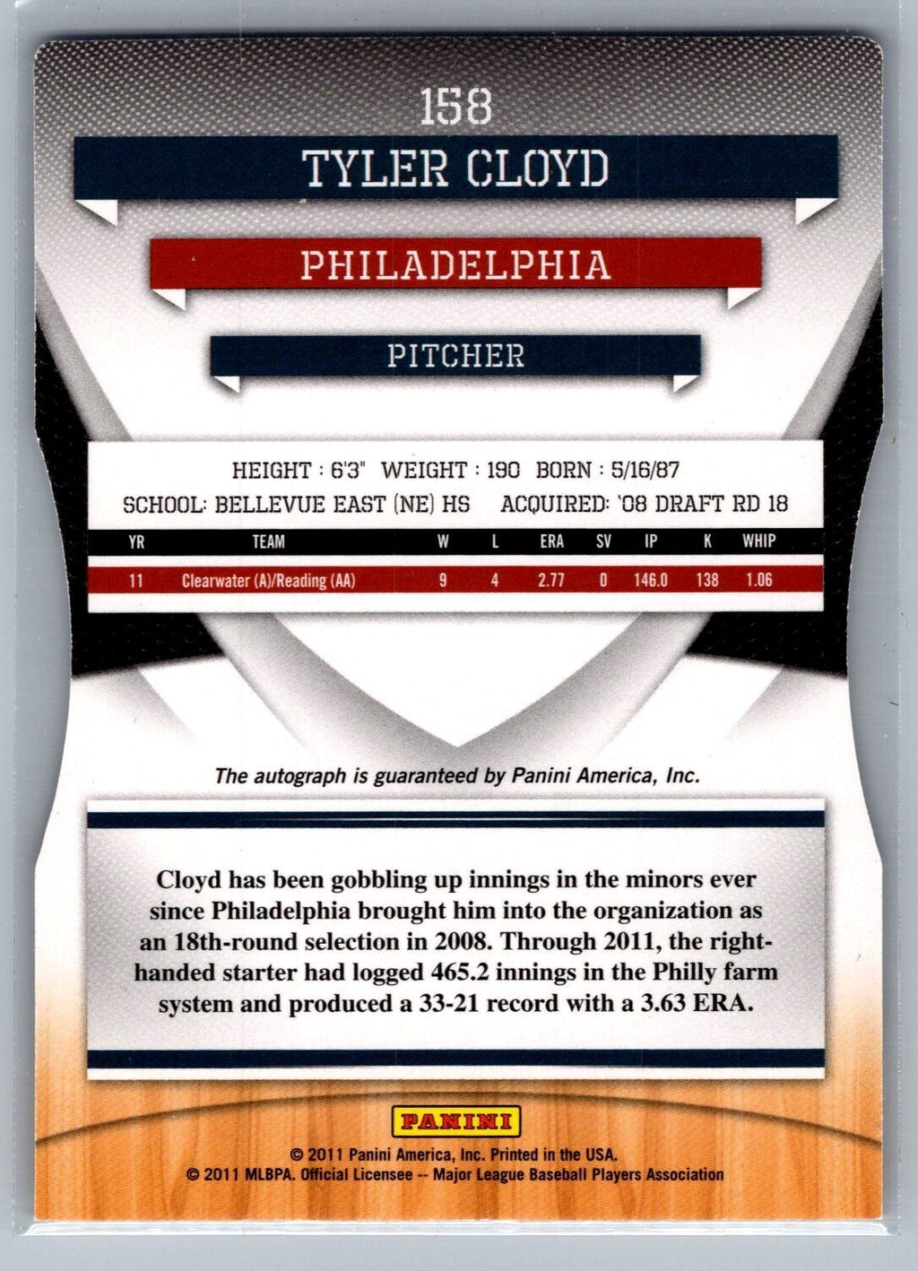 2011 Elite Extra Edition Prospects Signature Status #158 Tyler Cloyd 46/50