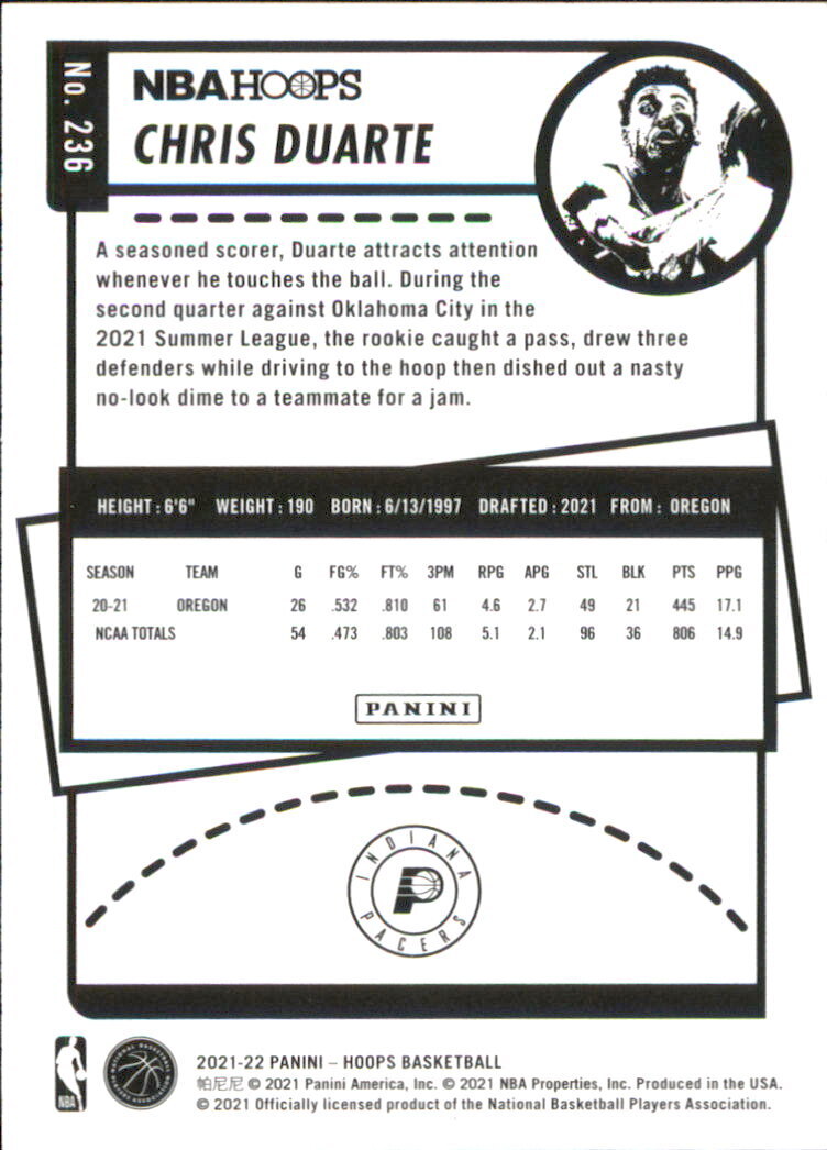 2021-22 Hoops #236 Chris Duarte RC - NM
