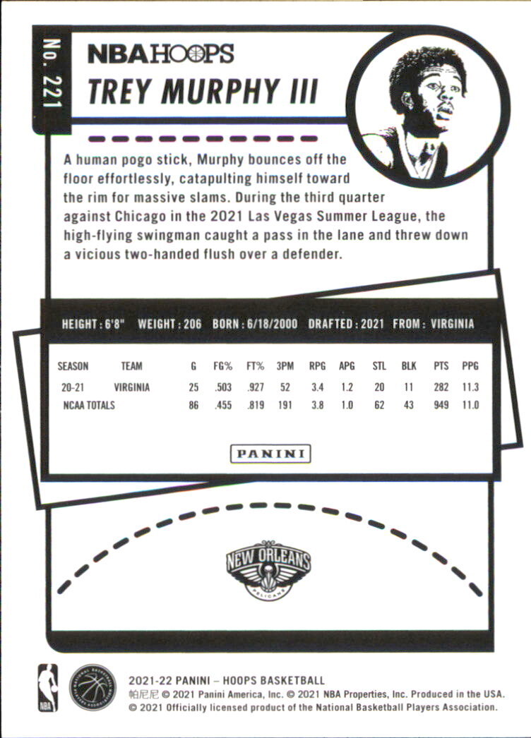 2021-22 Hoops #221 Trey Murphy III RC - NM