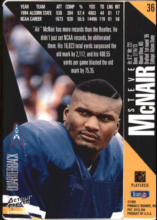 1995 Action Packed #36 Steve McNair RC - NM
