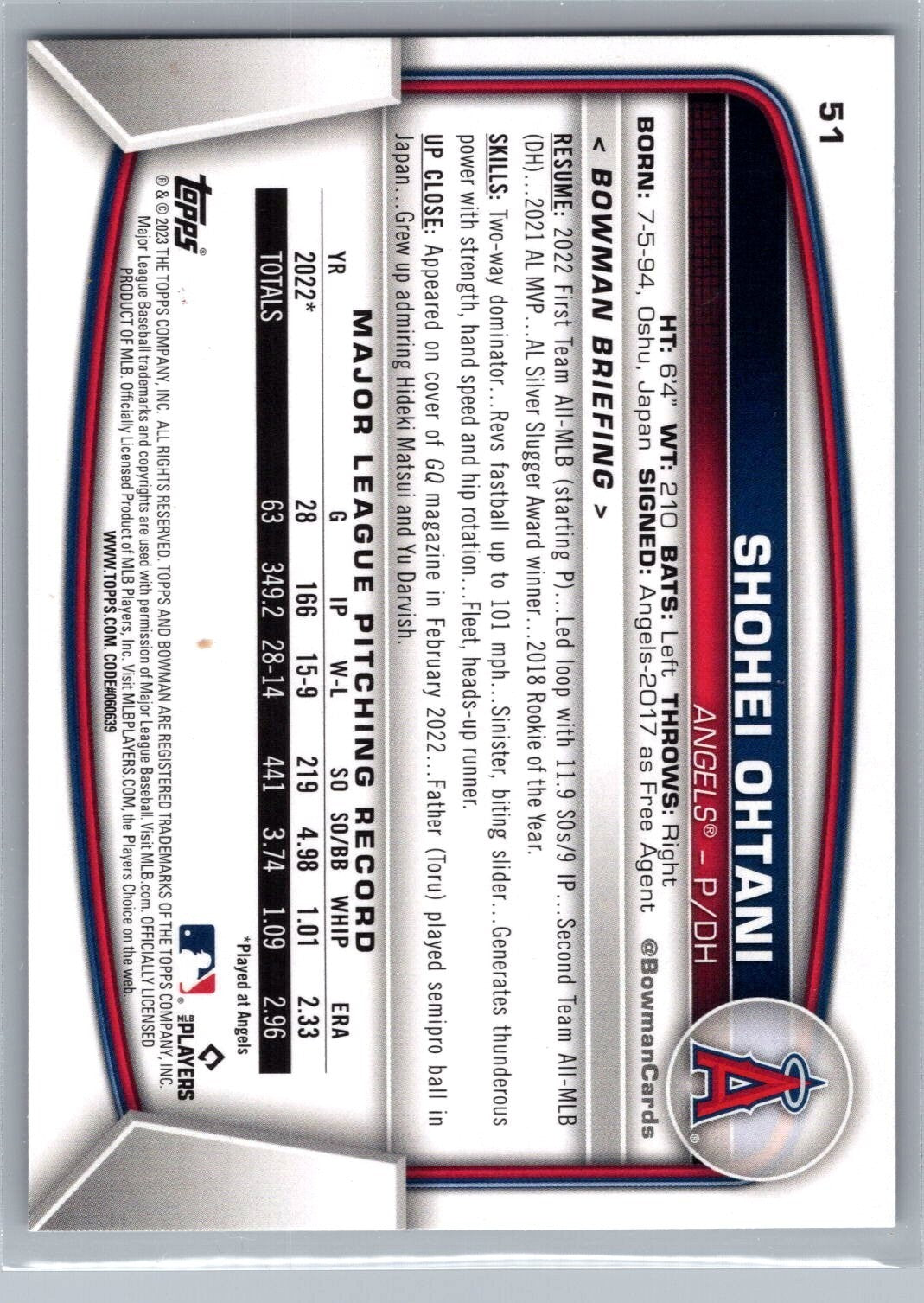 2023 Bowman #51 Shohei Ohtani