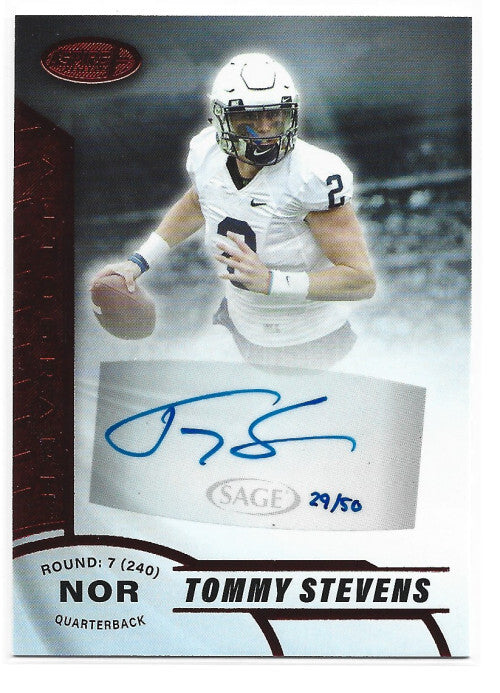 2020 SAGE Aspire Red #ASP62 Tommy Stevens Auto 29/50 - NM